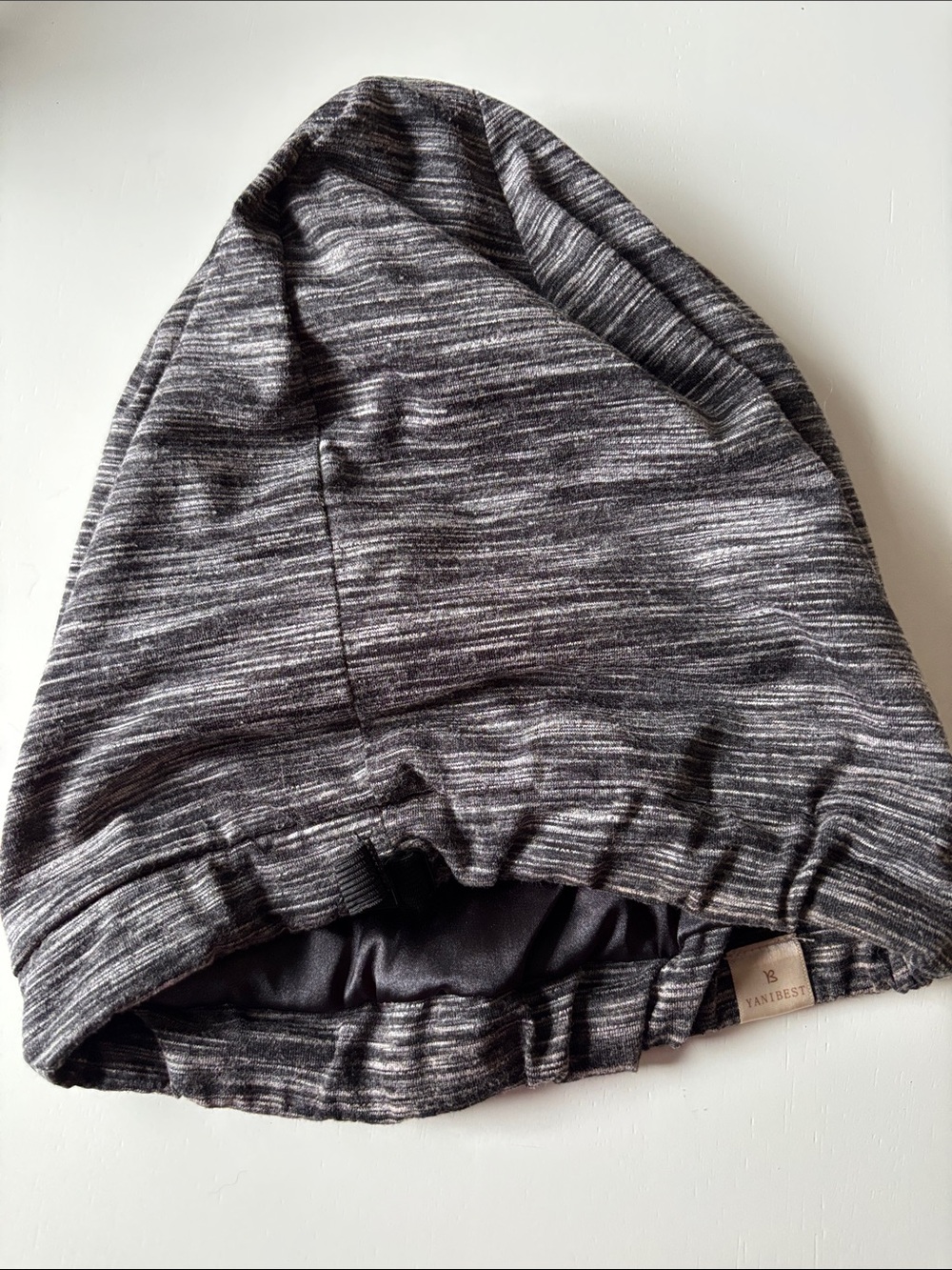 Women’s Stretch Hooded Hair Satin lined sleep bonnet - Heather Gray